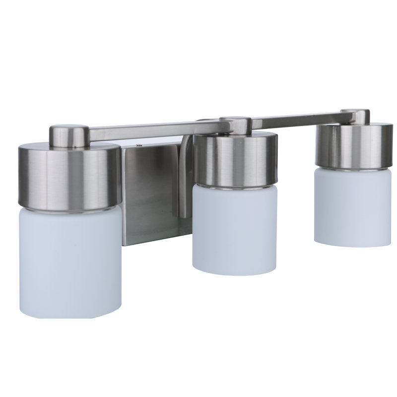 Éclairage pour salle de bain 3 lumières Amarissa, Nickel poli brossé