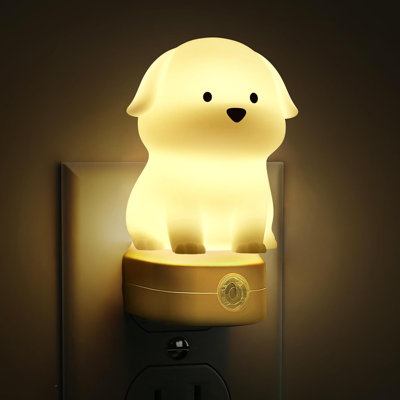 Veilleuse à brancher blanche avec capteur de lumière Puppy 3000K + RVB, changement de couleur, fonction mémoire
