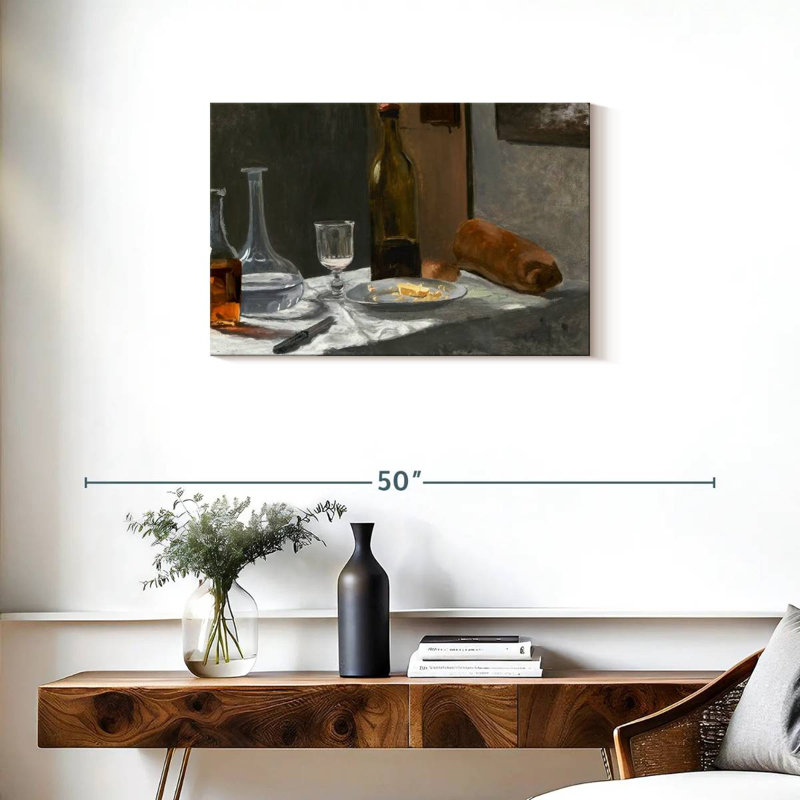 Yarlin nature morte avec carafe à pain et vin 1862-1863, H 20 po x l 30 po