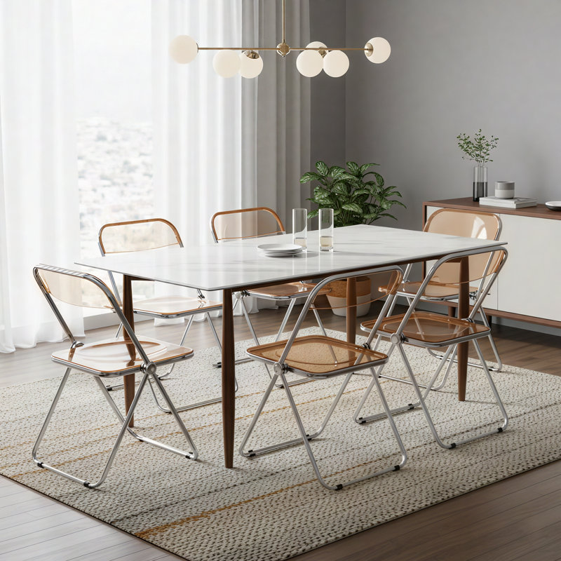 Chaise d'appoint pliante en acrylique Birgitta, Ambre