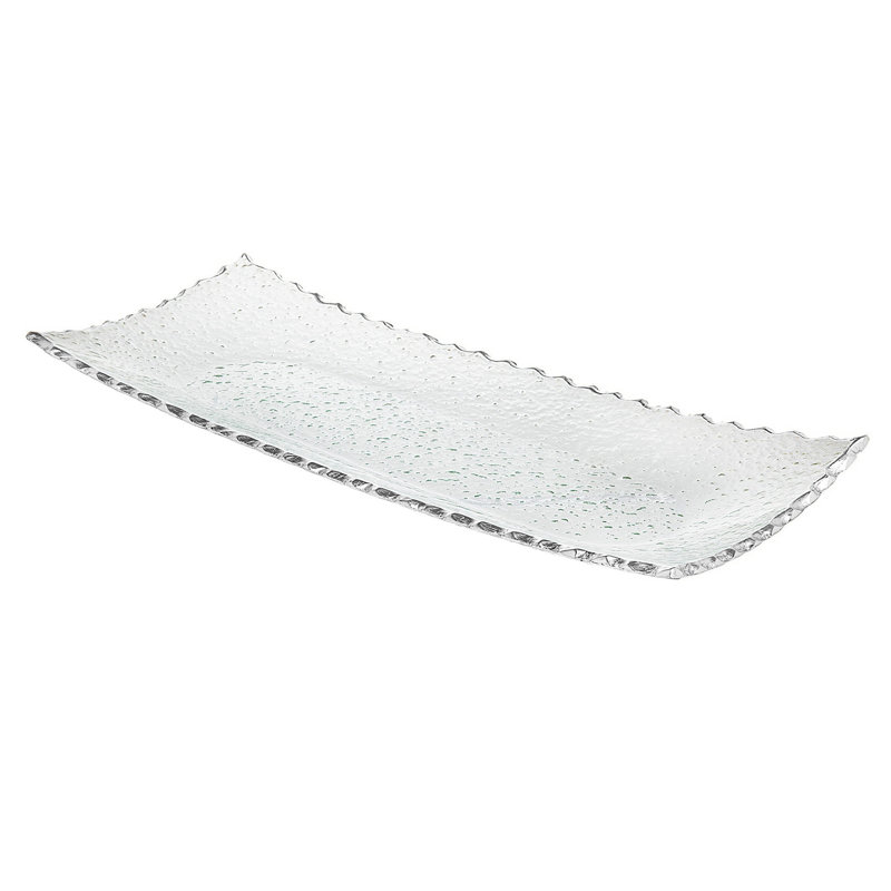 Godinger Tide Platter, 1" H x 18.75" L x 7.6" W, Clear/Platinum