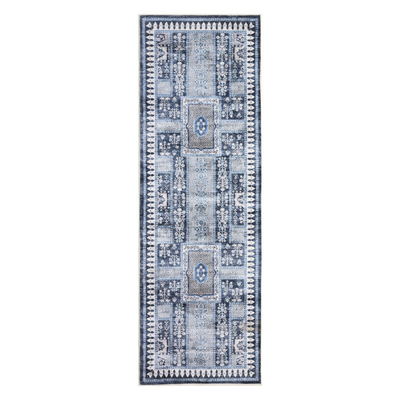 Oriental Machine Washable Area Rug Non-Slip Indoor Carpet Non-Shedding Floral Rug for Living Room Bedroom Dining Room Hallway Kitchen Office Playroom Nursery