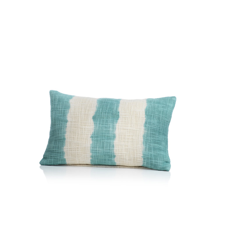 Naxos Blue Tie Dye Cotton Lumbar Throw Pillow 12" x 20"