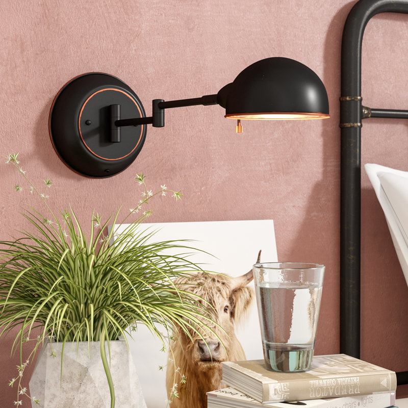 Plug-in Swing Arm Sconce, Aged Copper