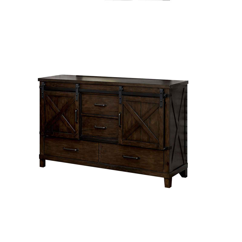 Commode combinée 4 tiroirs avec miroir Jak, Noyer foncé