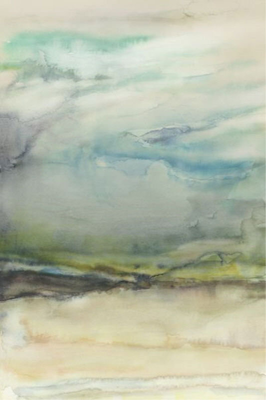 Rain Rolling Sky Painting by Elena Carlie, Outdoor, 54" H x 36" W x 1.5" D