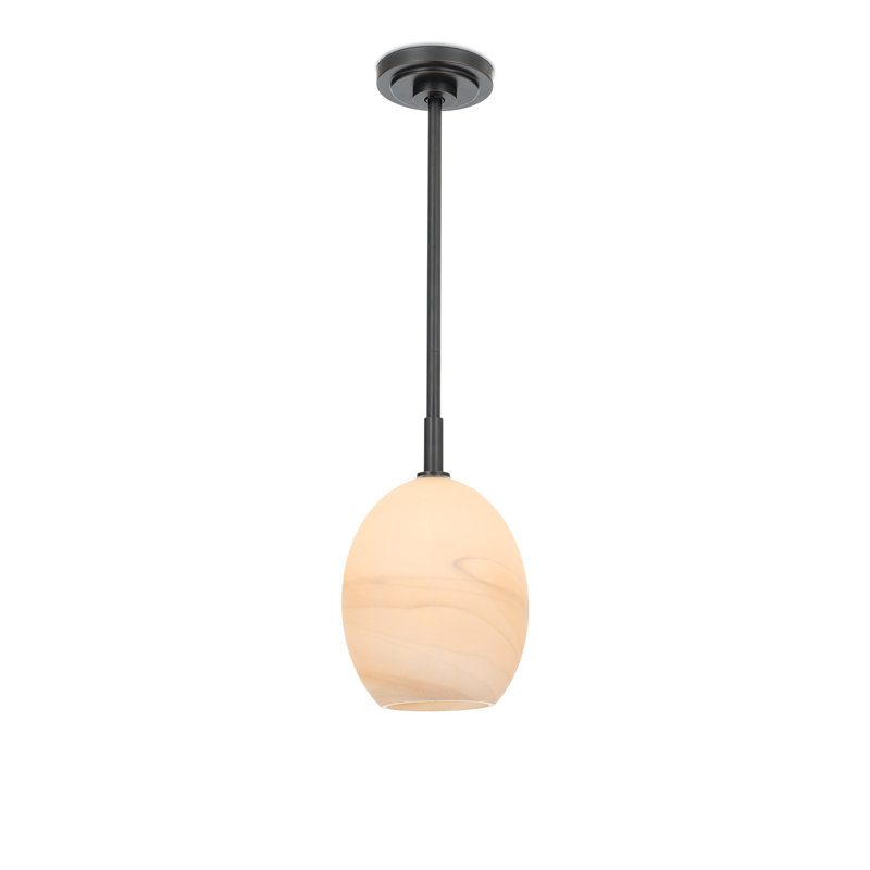Luminaire suspendu simple Artemis (verre), Albâtre, Bronze frotté à l'huile
