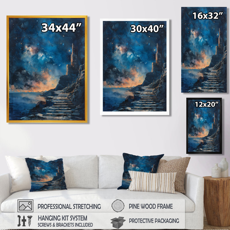 Paysage Galactic Glimpse, Toile encadrée noire simple, H 12 po x l 20 po x P 1 po