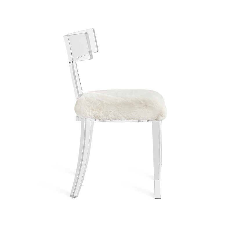 Ivory Faux Fur Upholstered Acrylic Side Chair