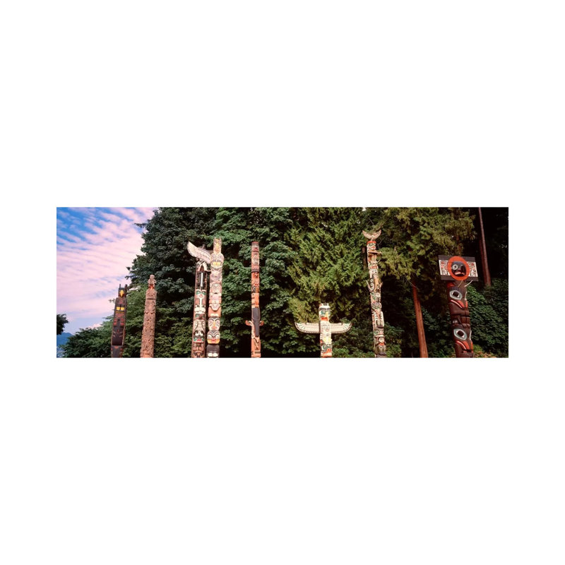 Totem Poles, Brockton Point, Stanley Park, Vancouver, British Columbia, Canada by Panoramic Images - Wrapped Canvas Panoramic Print