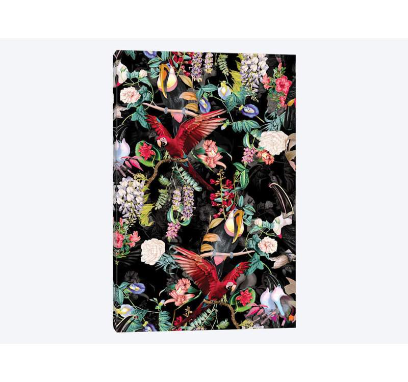 «Floral and Birds IX» par Burcu Korkmazyurek, impression sur toile tendue, H 18 po x l 12 po x P 1,5 po, Pas de tapis