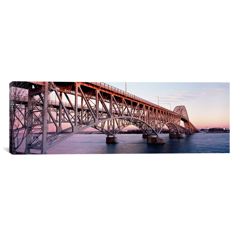 Pont sur une rivière, pont de South Grand Island, rivière Niagara, Grand Island, comté d'Erie, État de New York, États-Unis - reproduction d'art sur toile tendue