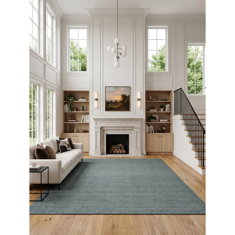 Masala Hand Loomed Abstract Area Rug in Slate/Ivory, Rectangle 9' x 12'