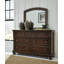 Grand lit à panneaux, commode, miroir et table de chevet Porter