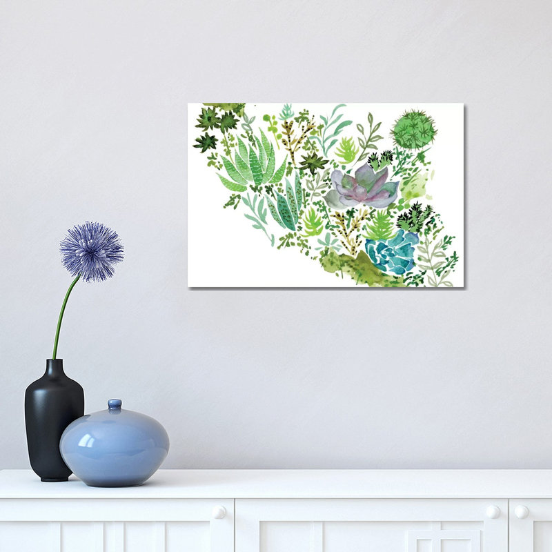 Succulent Field II by Melissa Wang - Wrapped Canvas Painting, 30.48cm H x 45.72cm W x 1.91cm D