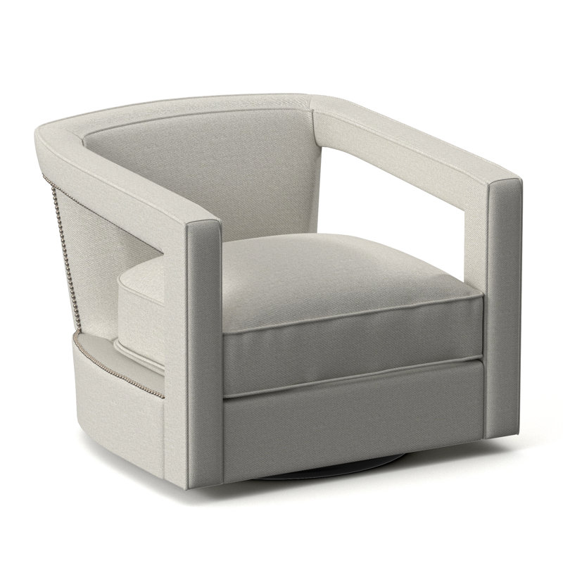 Alana 32.5'' Wide Swivel Barrel Chair, Nickel, Dark Grey Chenille 5533-011