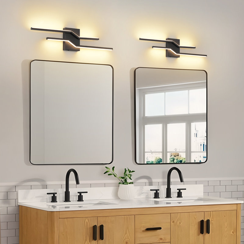 Luminaire de salle de bain à intensité variable à DEL avec 5 températures de couleur réglables, Noir mat