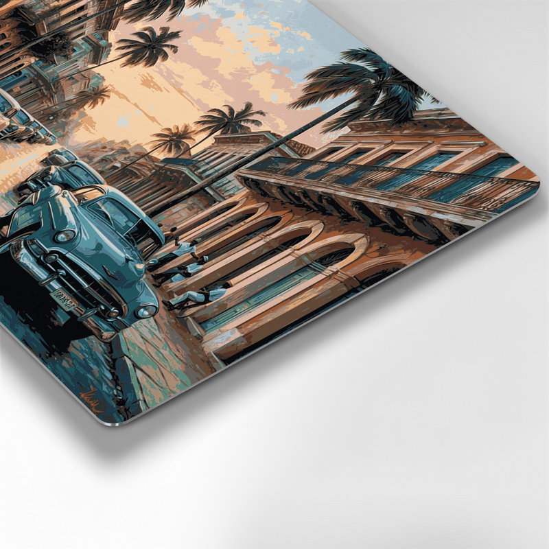 Art mural noir en cités villes Cuba, H 11 po x l 14 po