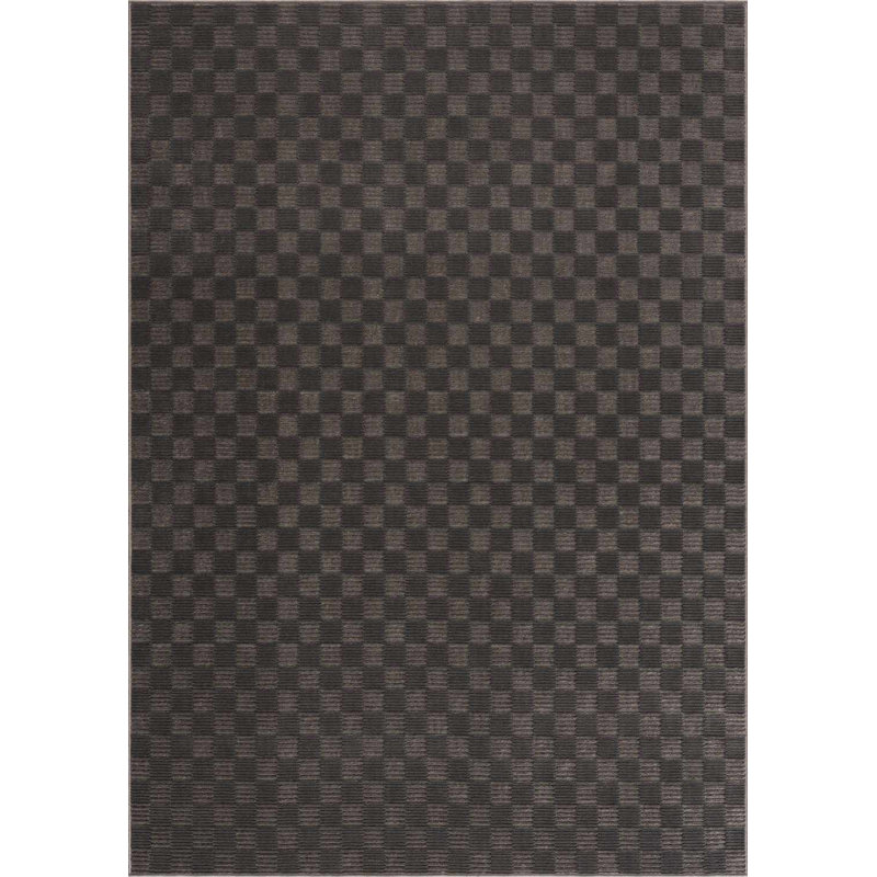 Kwan Machine Washable Modern Geometric Black Area Rug, Rectangle 7'10" x 10'
