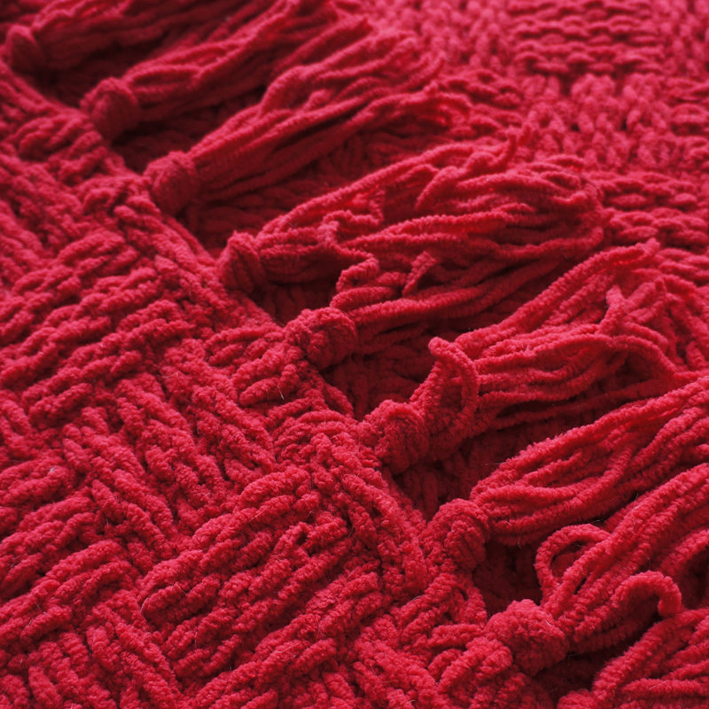 Jeté en tweed torsadé, Rouge, 60 po x 80 po