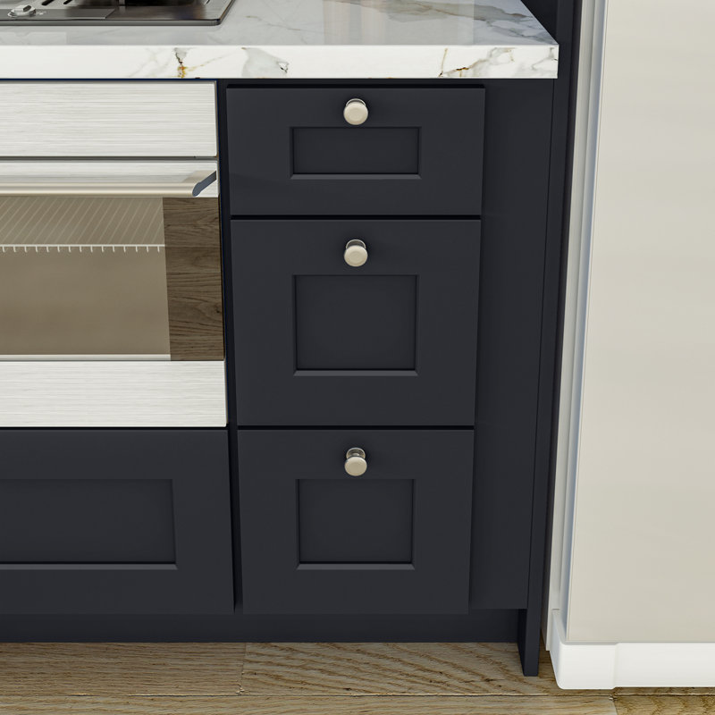 Armoire de cuisine en bois massif prête à assembler, 12", Noir Shaker
