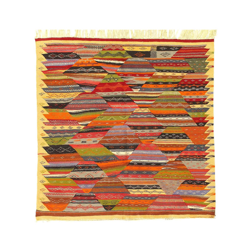 Isabelline 1980'S Flat Weave Moroccan Rug - 4'8" X 4'10"