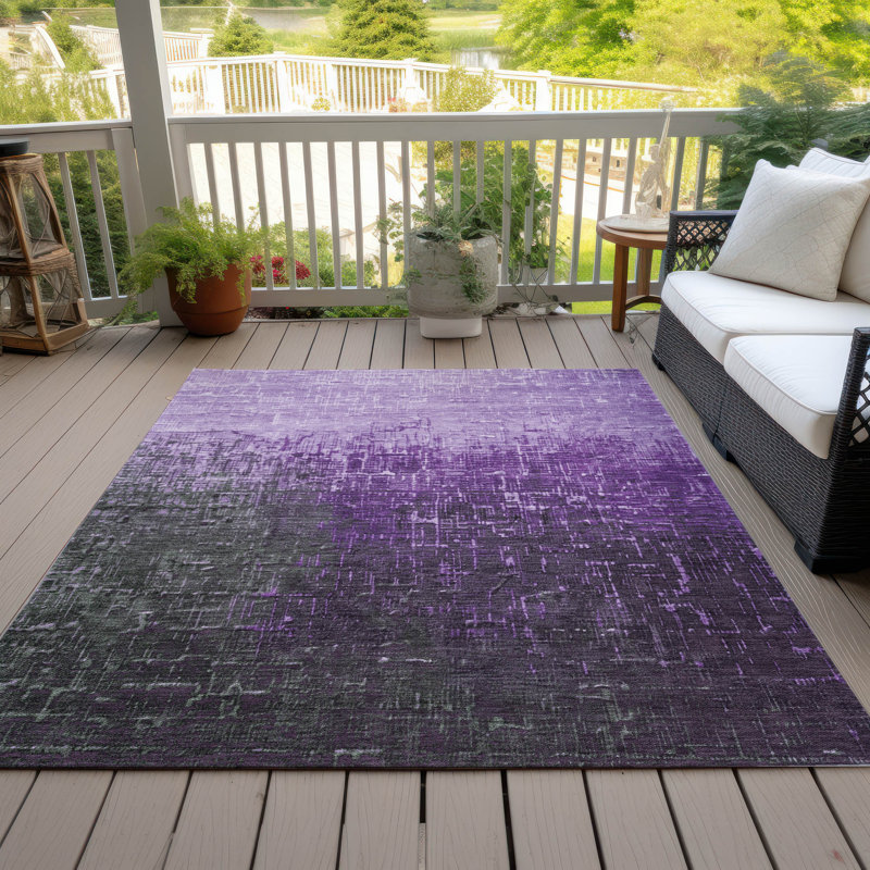 Purple Ombre Flat Woven Synthetic Washable Area Rug 3' x 5'