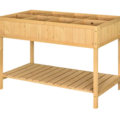 Raised Planter Bed 43X18x30in With 8 Compartments And Shelf - Transform Your Garden Landscape Storage Make Thrive