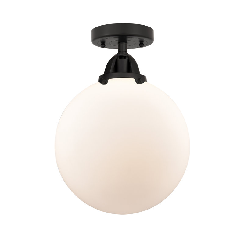 Plafonnier semi-encastré en verre à DEL, Blanc mat, Noir mat, H 13,25 po x l 10 po x P 10 po