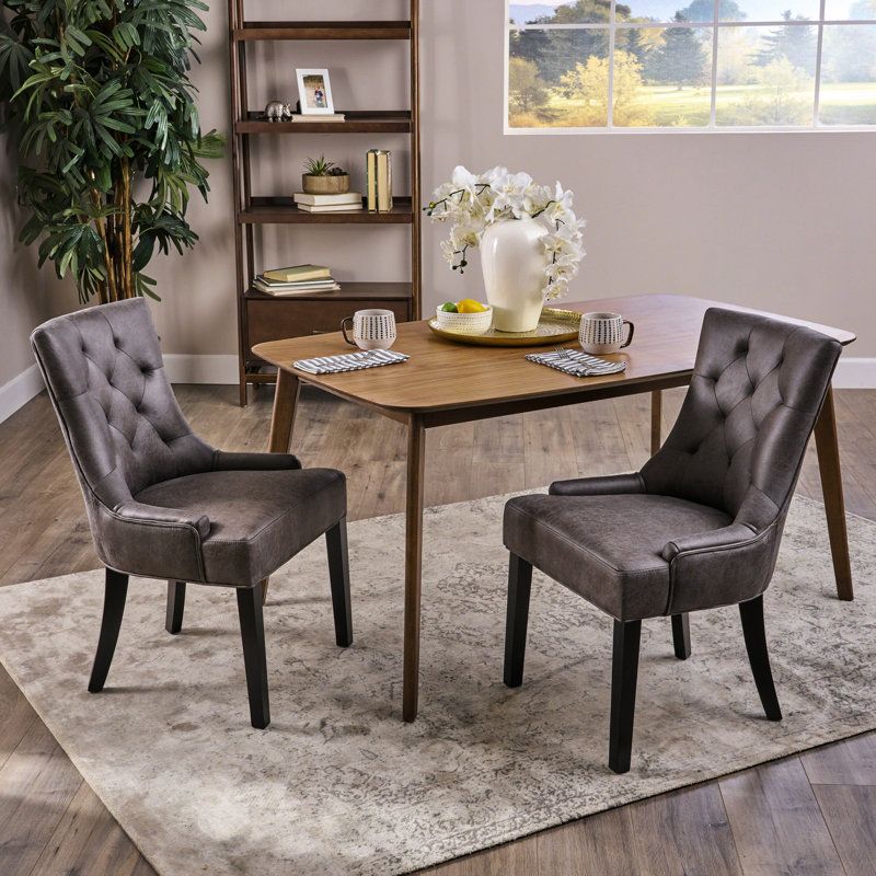2 Slate Dining Chairs - Modern Look, Ergonomic, Back (2) Microfiber