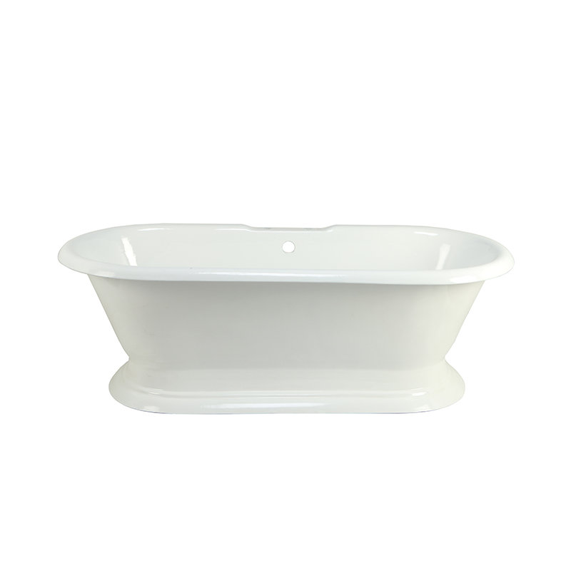 Kingston Brass Aqua Eden 72-Inch Cast Iron Oval Double Ended Pedestal Tub (7-Inch Faucet Drillings)