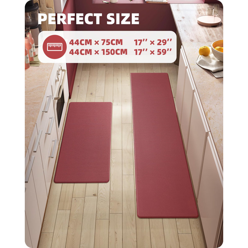 Tapis de cuisine anti-fatigue 2 pièces, Rouge