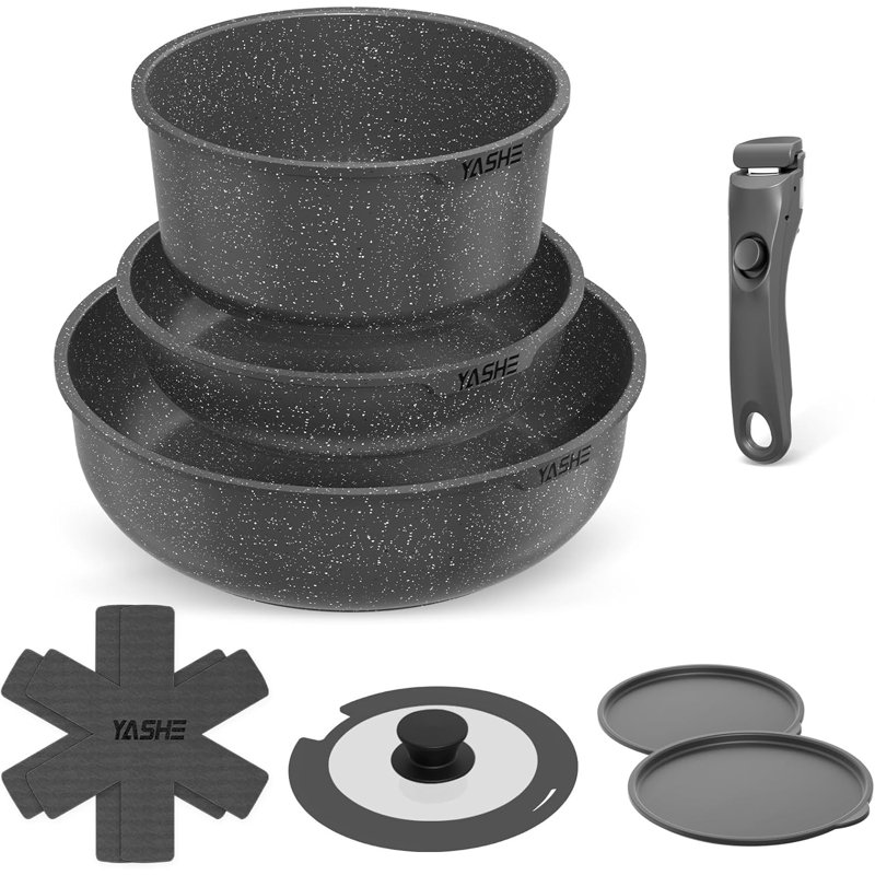 9 - Piece Aluminum Cookware Set, Grey