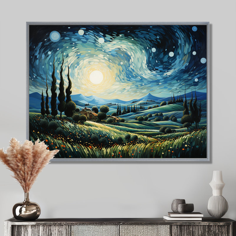 «Vangogh The Swaying Cypress I», art mural Vangogh par Vincent Van Gogh, peinture, H 24 po x l 32 po x P 1 po
