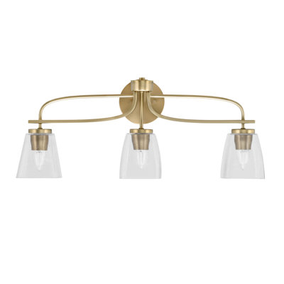 Barre d'éclairage de salle de bain 3 lumières Cavella avec verre carré transparent 4,5 "
