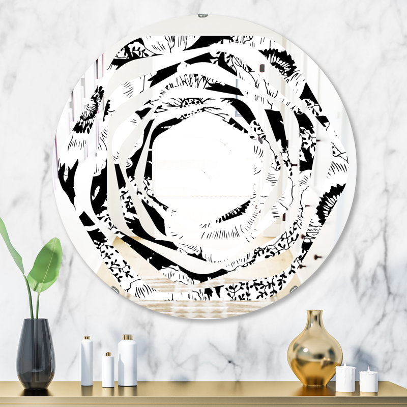 Miroir mural sans cadre Cottage Americana, H 31,5 po x l 31,5 po, Motif de tourbillon de fleurs