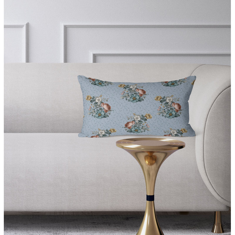 Flower and Knop  Rectangular Throw Pillow, Blue