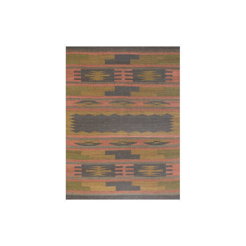 Tapis brun/gris/rose tissé à la main Goodrum, Rectangle 2 pi x 3 pi