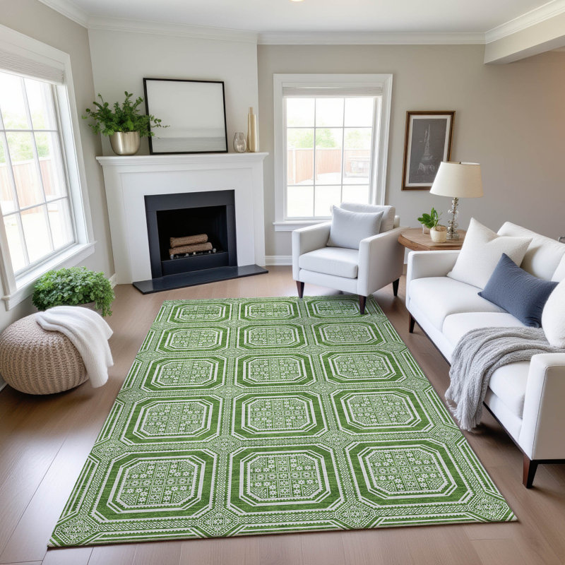 Tapis géométrique de qualité supérieure lavable à la machine Elize AMF1451, Rectangle 10 pi x 14 pi