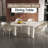 62.2" Irregular Cream White Dining Table Set With 6 Chairs -79249211