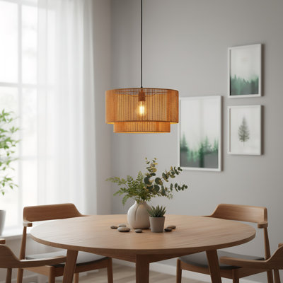Modern Boho Natural Woven Pendant Light With Nordic Style For Kitchen Island, Bedroom, Living Room