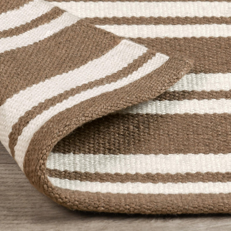 Tapis brun à rayures performance tissé à la main Palma, Tapis de couloir 2 pi 7 po x 8 pi