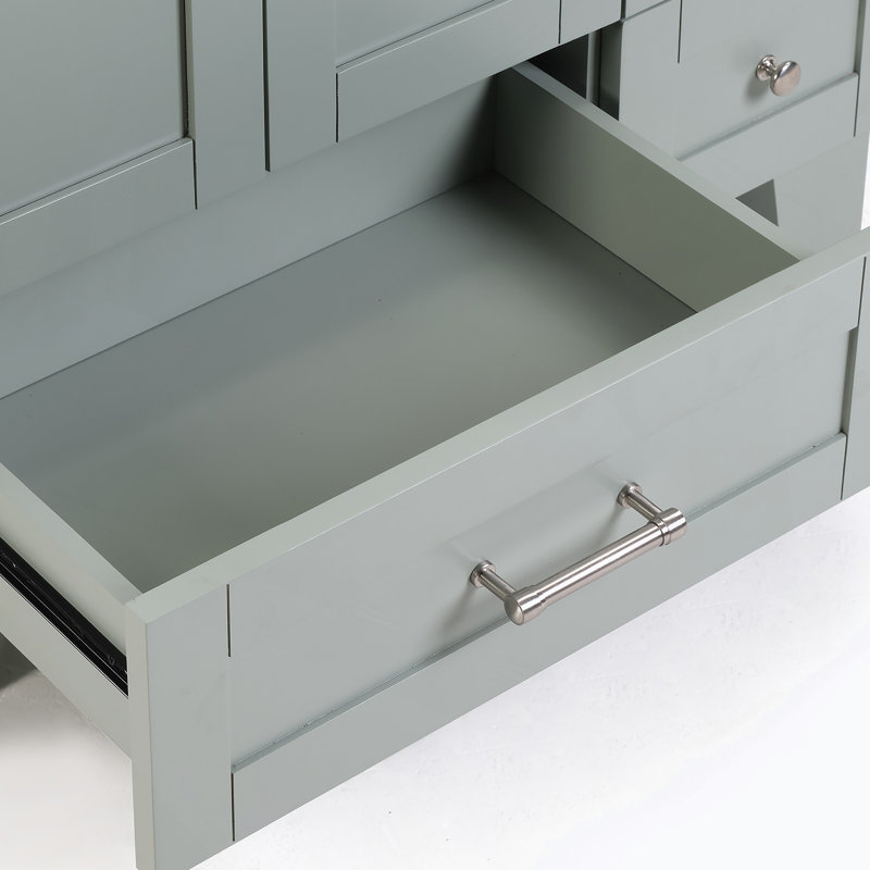 Meuble-lavabo de salle de bain avec lavabo et tiroirs à fermeture en douceur, Bleu/gris