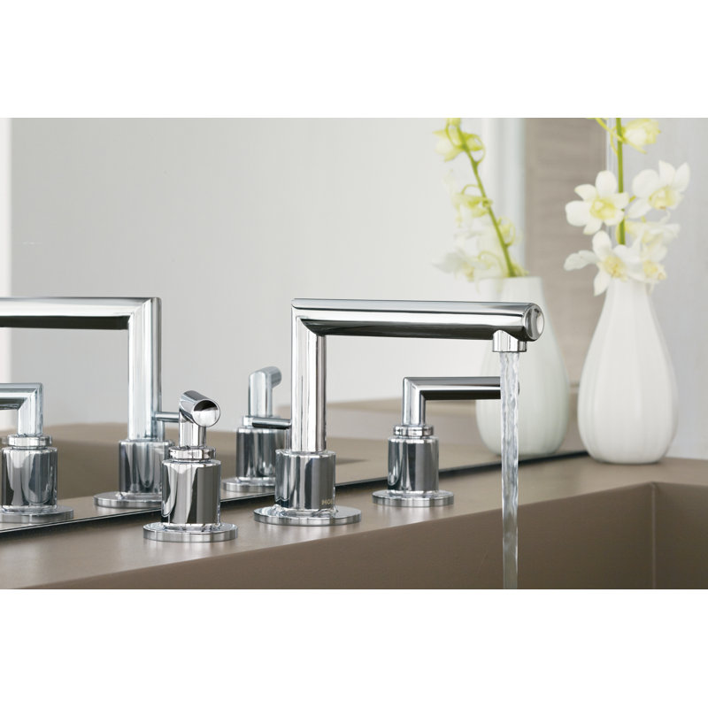Arris Widespread Bathroom Faucet with Drain Assembly, Chrome