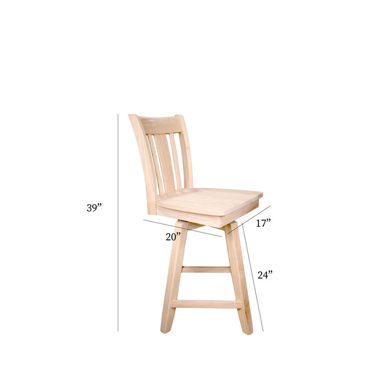 Kervens Swivel Solid Wood Counter Stool, Counter Stool (24” Seat Height)