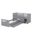 Lit plateforme simple avec 7 tiroirs et garde-corps