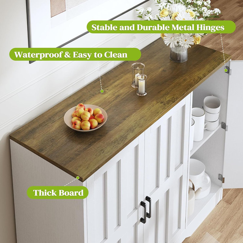 Buffet Farmhouse avec portes, blanc classique