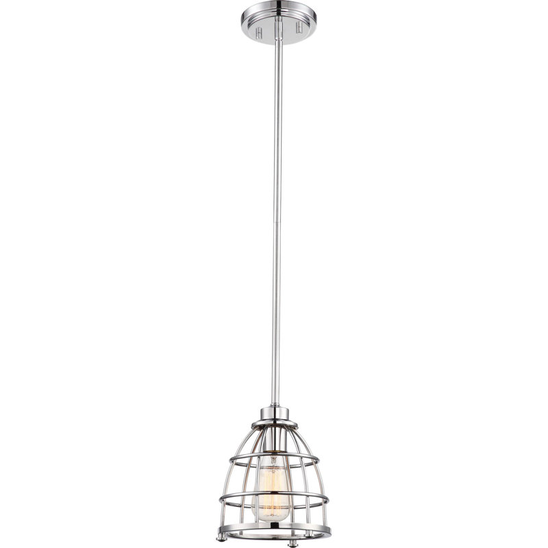 Motes 1 - Light Single Pendant, 46.5" H x 7.25" W x 7.25" D, Polished Nickel