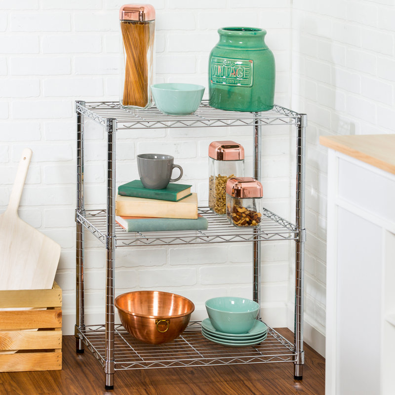 Chrome 3-Tier Heavy-Duty Adjustable Steel Trolley, 24x14x30"