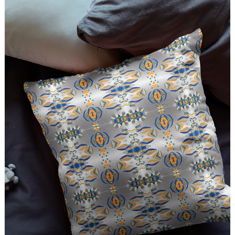  Housse de coussin carré et insert, H 20 po x l 20 po, Fermeture éclair, Gris / Orange